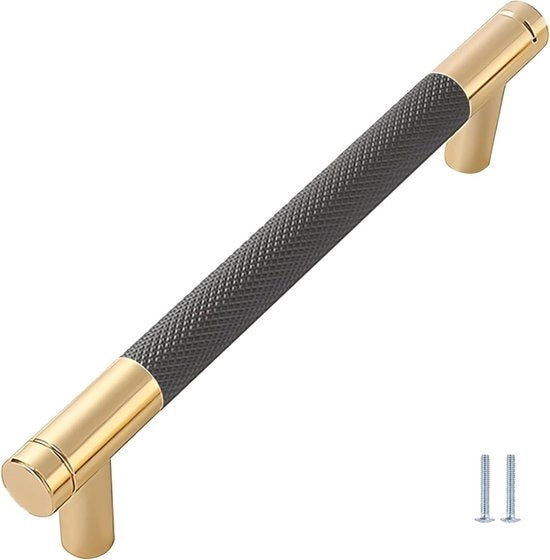 Maniglie per mobili a gheriglio - 10 pezzi - acciaio inossidabile - nero e oro - 128 mm maniglia per armadiere nero
