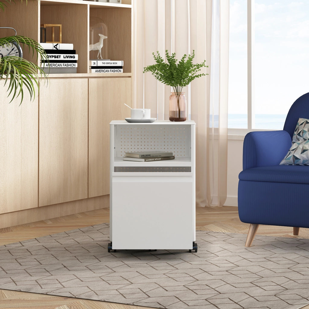 Mobile Contenitore Velvevn con Rotelle Organizzatore da Ufficio in Acciaio 54x40x36 cm - Bianco [en.casa]