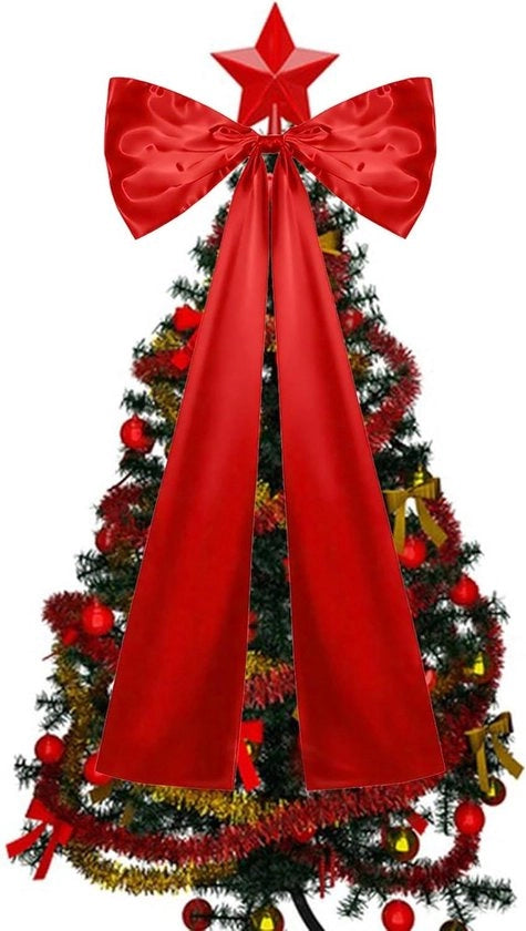 Decorazione di Natale con fiocco rosso, 119 cm, ornamento di corona di Natale, fiocco di seta, decorazione per feste a casa, matrimonio, viaggio.