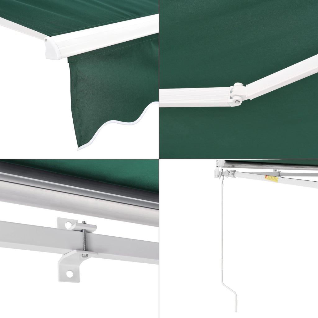 Tenda da Sole a Muro Bitonto con Bracci Estensibili e Manovella 350 x 250 cm (LxP) Verde Scuro [en.casa]