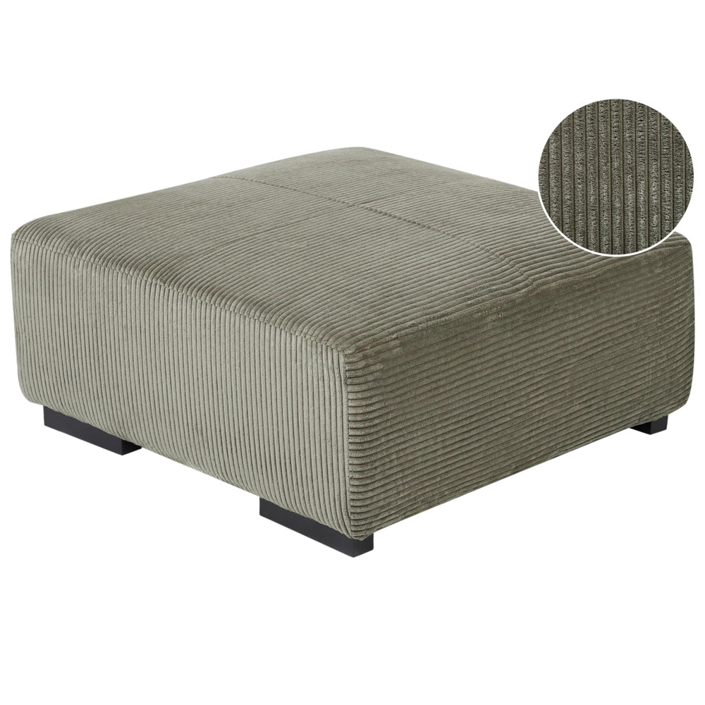 Ottomana moderna quadrata in velluto a coste verde 80 x 80 x 35 cm stile Contemporaneo soggiorno