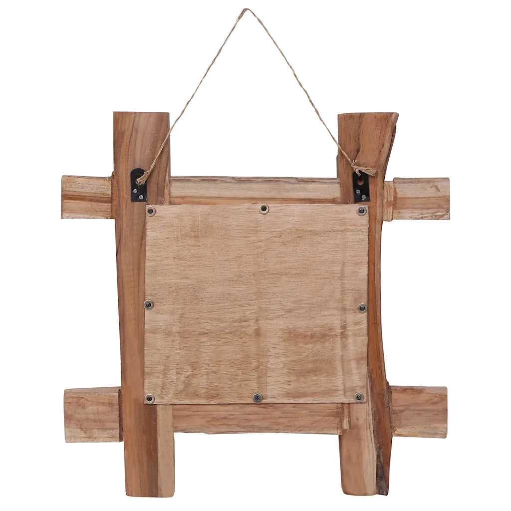Specchio con Tronchi Naturale 50x50 cm in Teak di Recupero 283933