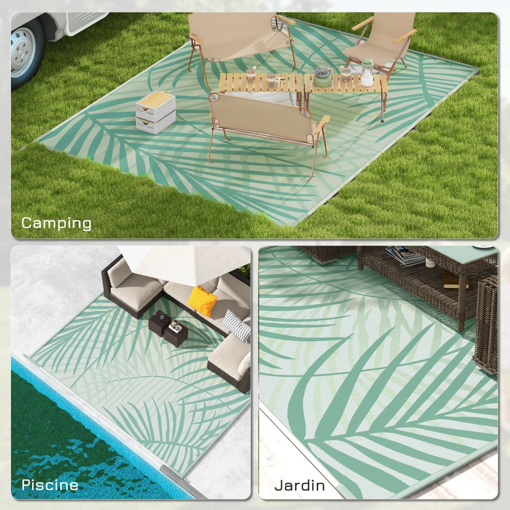 Tappeto da giardino esterno reversibile impermeabile ¨C zephmum ¨C verde 365x274 cm con sacco di trasporto