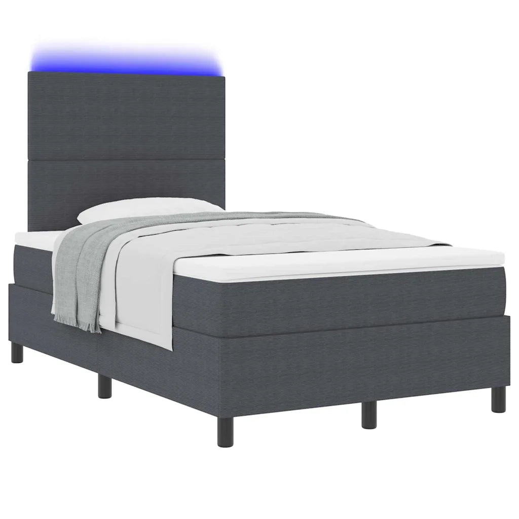 Letto a Sorgente LED Grigio Scuro e Bianco 120 x 190 cm 3337636