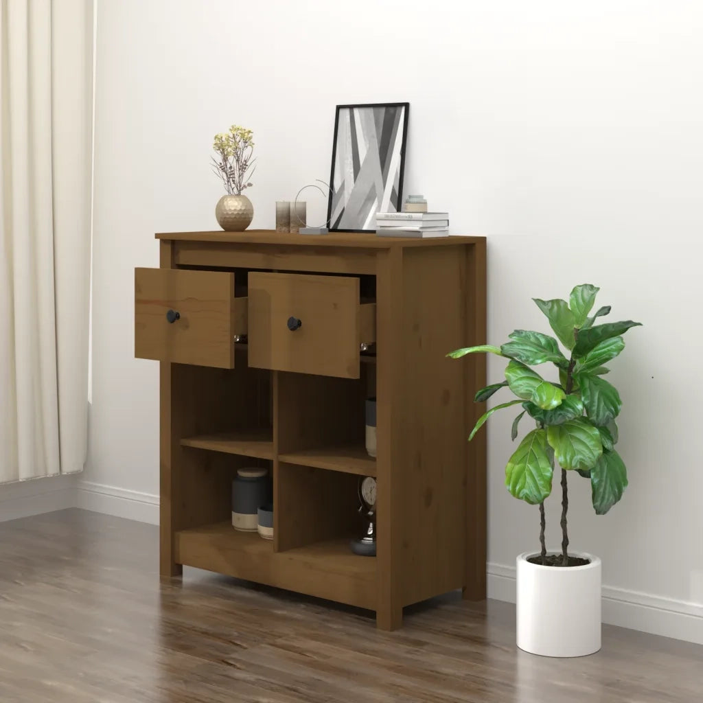 Credenza-Buffet-Armadio da cucina Marrone 70x35x80 cm in Legno Massello di Pino