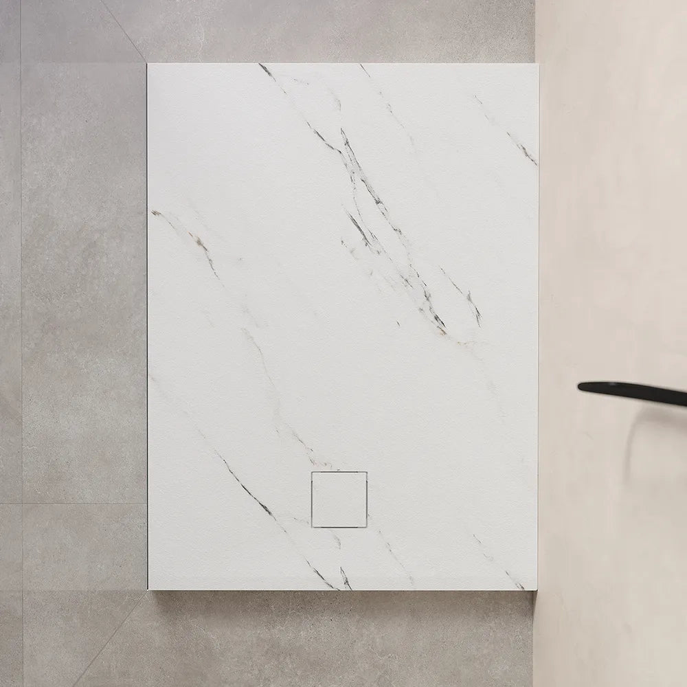 Piatto doccia 80x140 cm colore marmo calacatta bianco effetto pietra | Samos