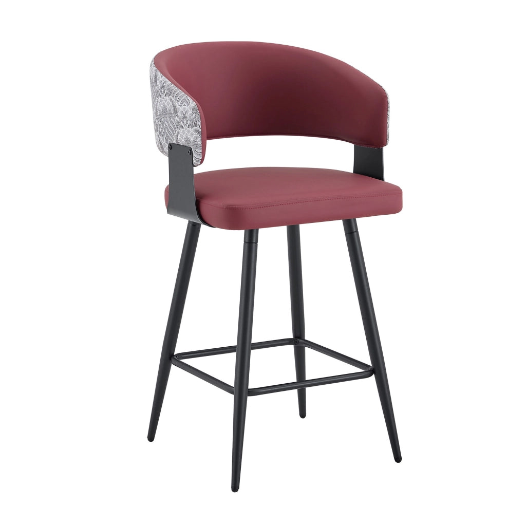 Sedia da sala da pranzo 46x47x94,5 cm in PU rosso, con braccioli e schienale