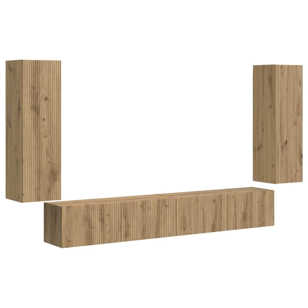 Set di Mobiletto da TV a Parete 4 pcs Rovere artigianale 3408933