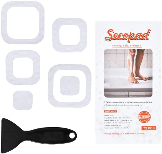 Antislip contrassegno per bagno, 72 pezzi, contrassegno di sicurezza per bagni, vasche da bagno, docce, scale con grattugiatore (incolore)