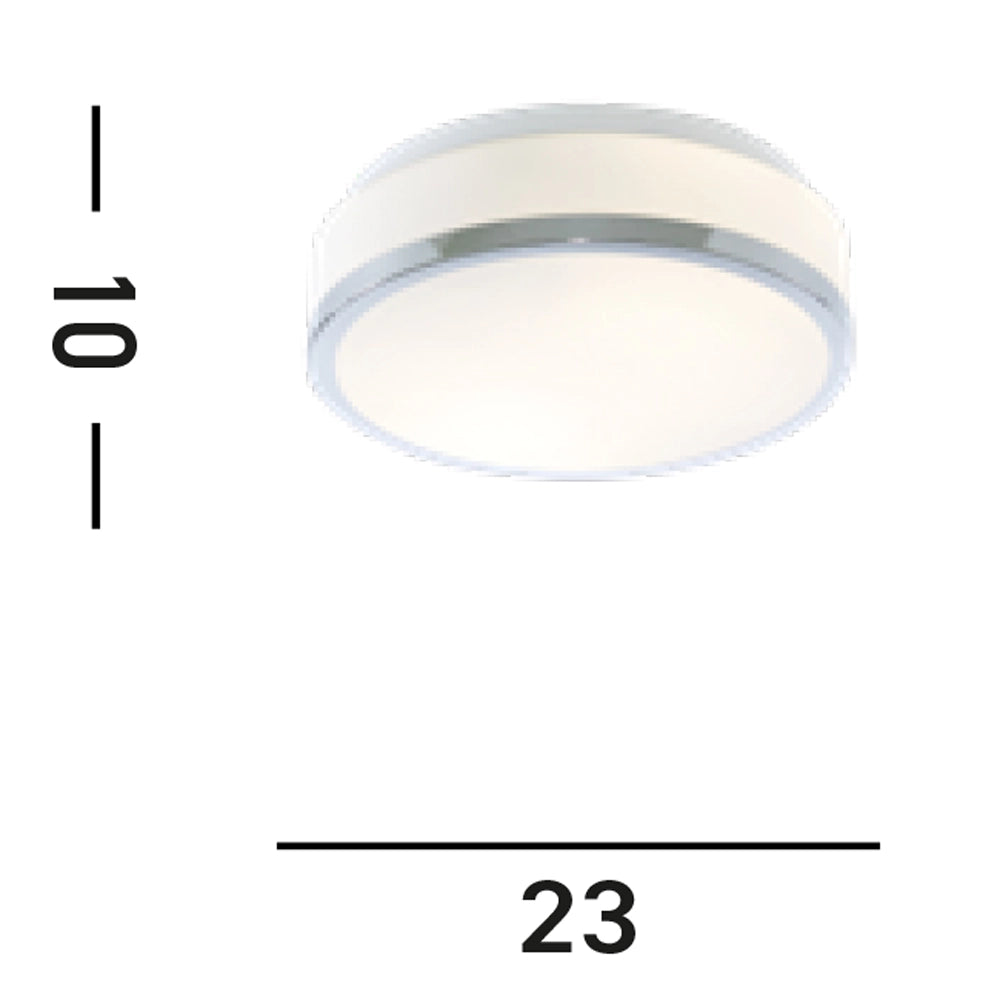 Plafoniera Contemporanea Formaggio Acciaio Cromo Vetro Bianco 1 Luce E27 23Cm