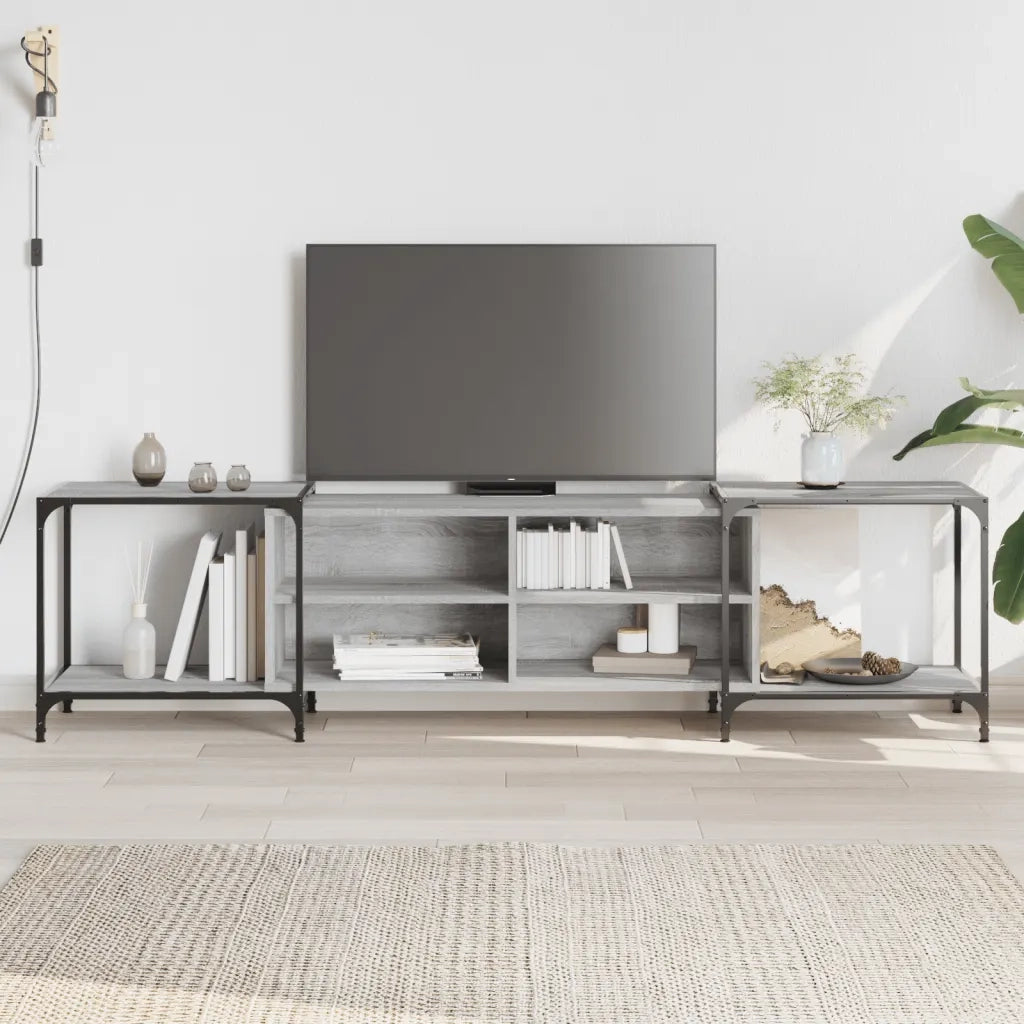 Mobile Porta TV Grigio Sonoma 203x37x50 cm in Legno Multistratocod mxl 133396