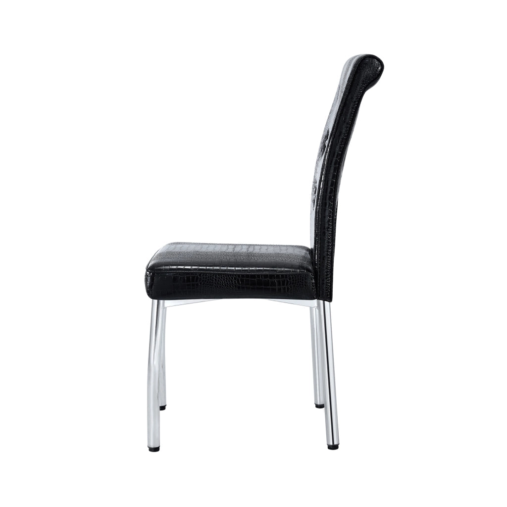 Sedie da Pranzo Retr¨° Imbottite in Ecopelle con Gambe in Metallo ¨C MINIMAL ¨C Set 2 Pezzi, Nero