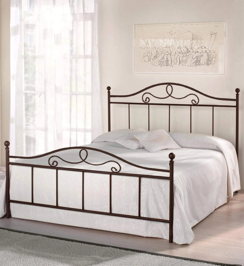 Letto in Ferro Battuto Moderno una piazza e mezza MALTA cm 120x190 Artigianale colore Rame