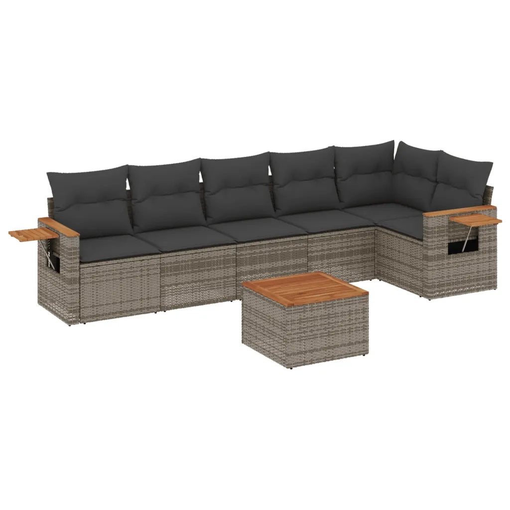 Set Divani da Giardino 7 pz con Cuscini Grigio in Polyrattancod mxl 88308
