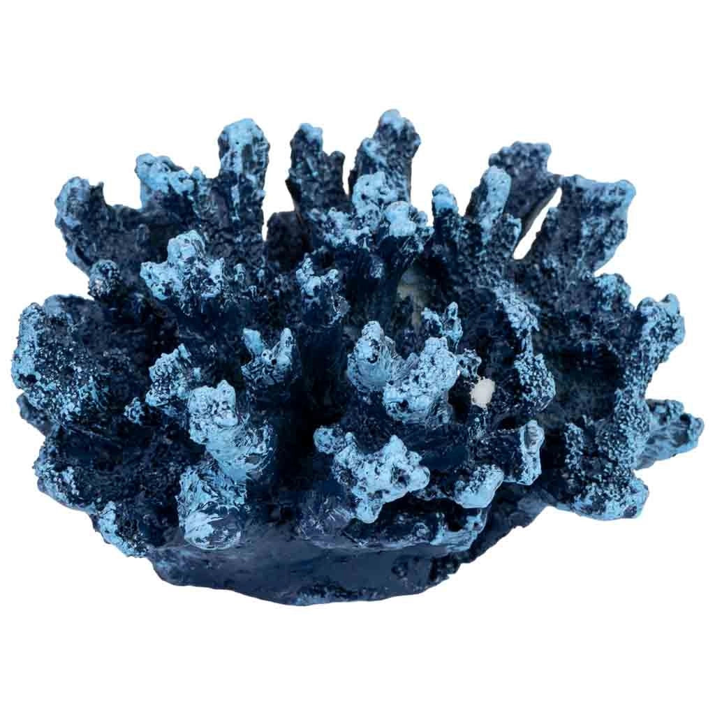 Figura decorativa in resina blu a forma di corallo, 10x9x6h cm