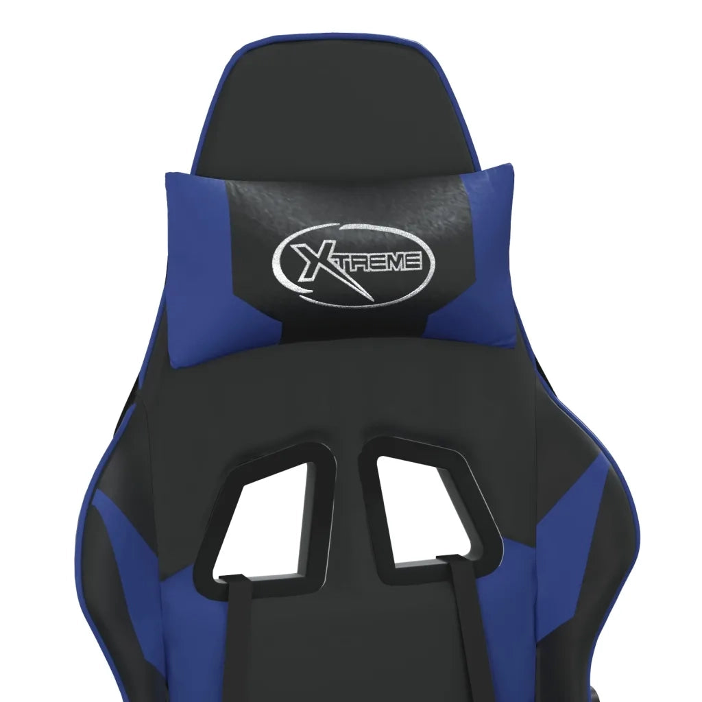 Sedia da Gaming | Sedia da e-sports con Poggiapiedi Nero e Blu in Similpelle