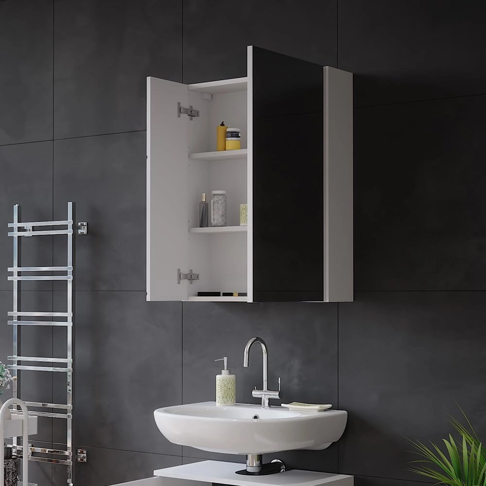 Mobile a specchio per il bagno Irma, Bianco lucido, 60 x 75 cm