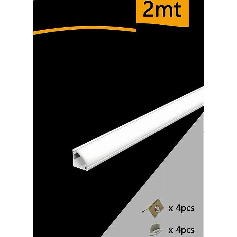 Trade Shop - 10pz Profilo In Alluminio 2mt Angolare A Plafone Sezionabile Per Strip Led Al-27 -