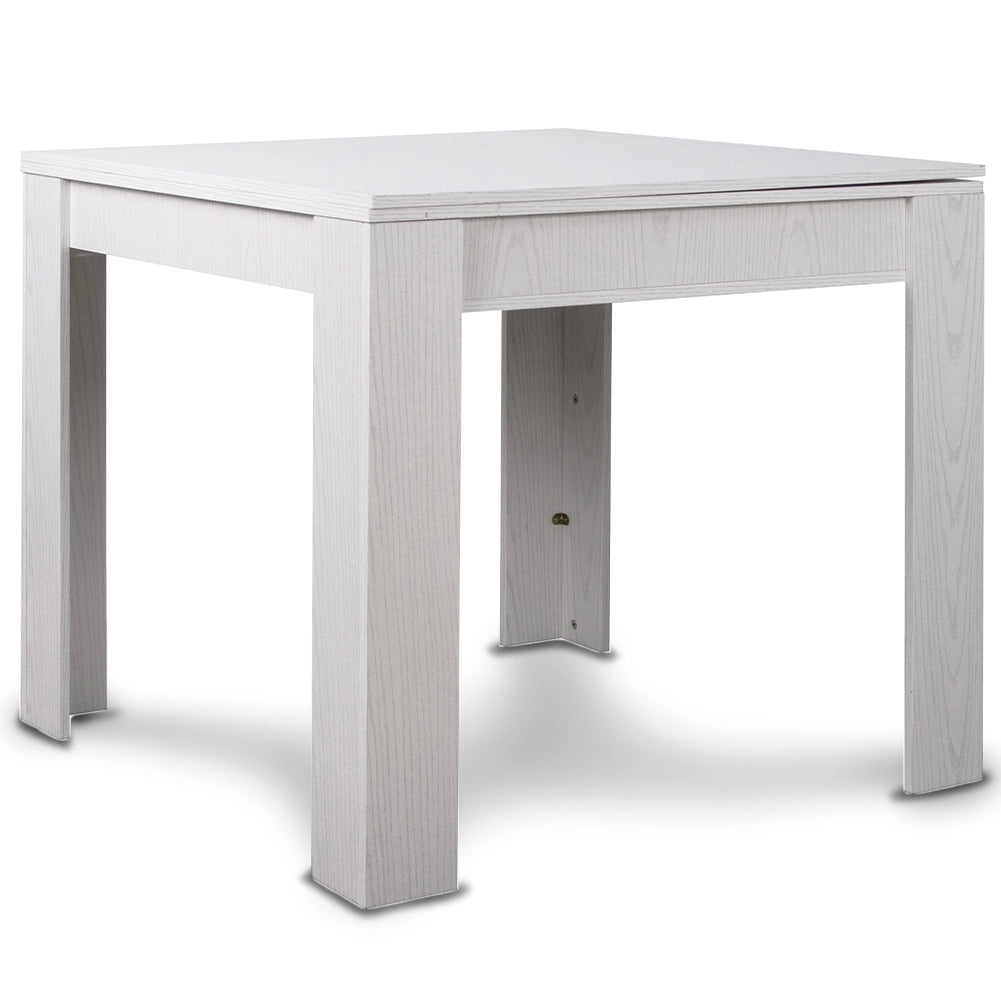 Tavolo da Pranzo Quadrato Allungabile 90x90 in Legno Bianco con Apertura a Libro
