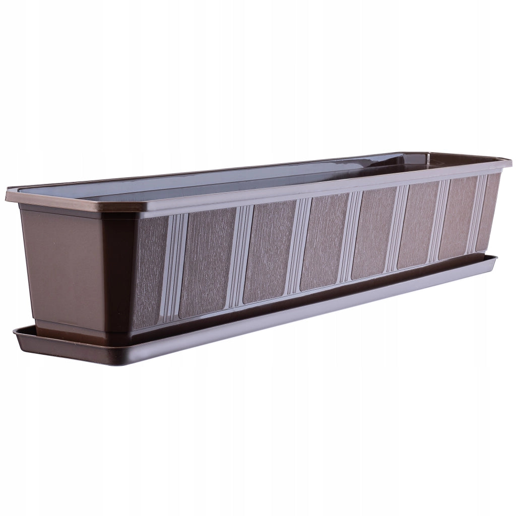 Vaso da fiori per balcone KADAX da 80 cm con supporto e balaustra.