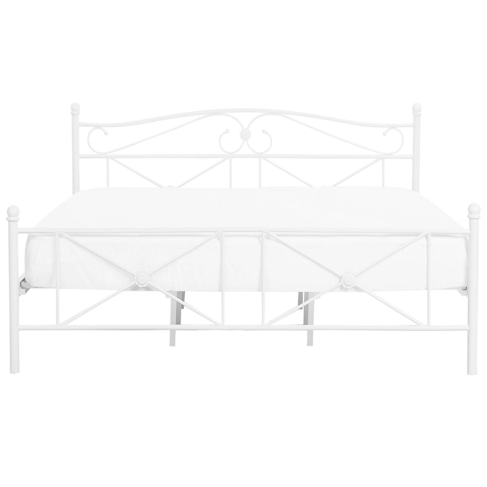 Letto matrimoniale 140 cm 6 Rete a doghe con struttura in metallo bianco retrò