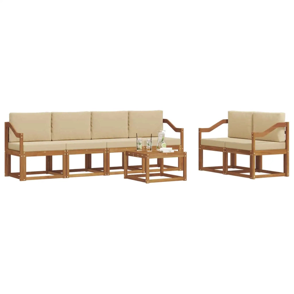 Set di divani da esterno con cuscino 7 pcs Naturale e Beige