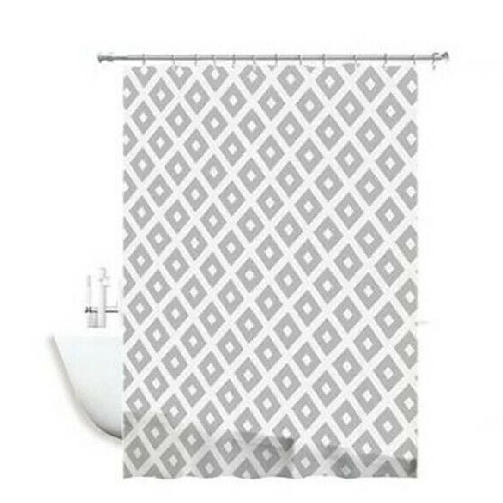 Trade Shop - Tenda Per Doccia Impermeabile Tessuto Pvc 12 Ganci In Plastica Rombi 180x200cm -