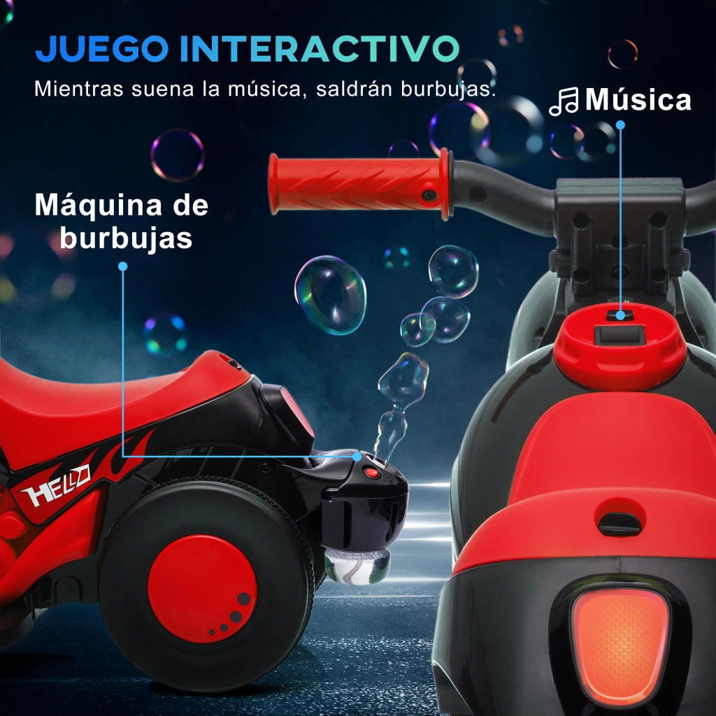 Moto Elettrica Bambini con Funzione Bolle e Musica ¨C zephmum ¨C Rosso