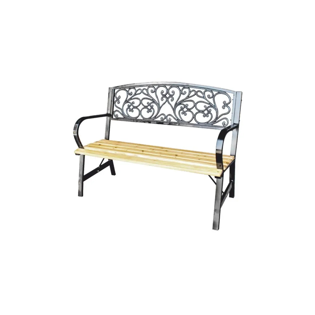 Panchina da esterno FERONA 120 cm in legno e acciaio nero stile classico