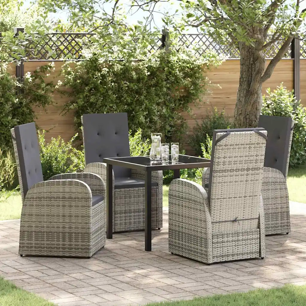 Set da Pranzo per Giardino con cuscino 5 pcs Grigio polyrattan 3379479