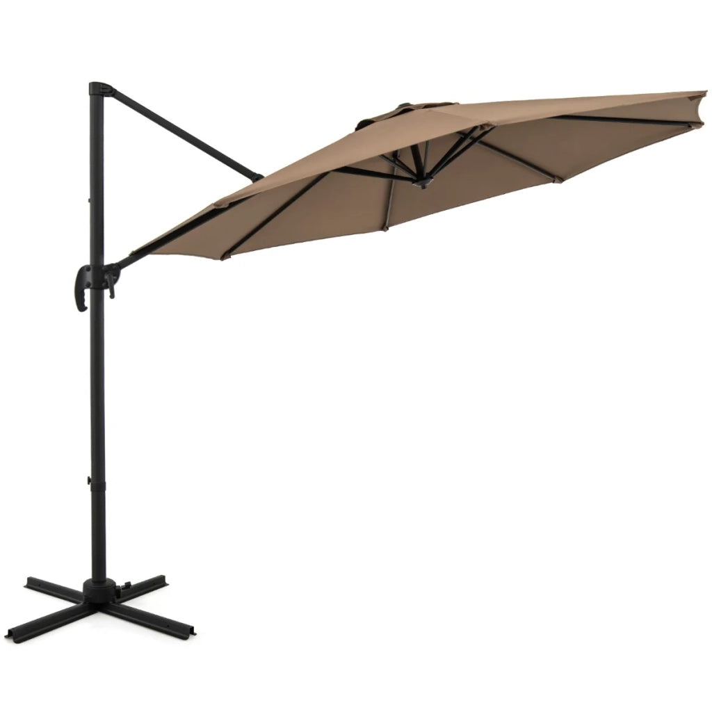 Ombrellone a braccio tondo 308 x 248 cm 5 posizioni di inclinazione regolabili rotazione di 360° stile design poliestere marrone 20_0013004