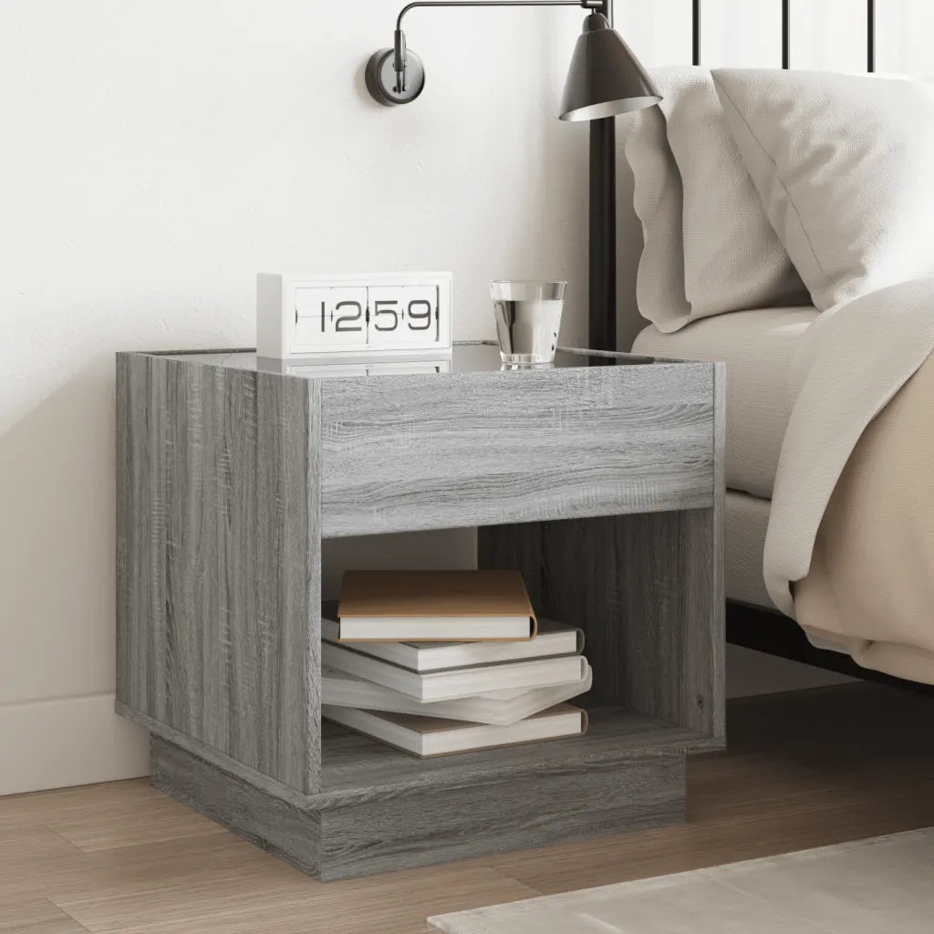 Comodino con LED Infinity Rovere Sonoma 50x50x50 cm 3284089