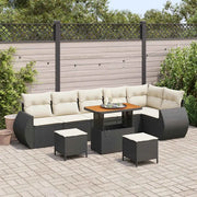 Set Divano da Giardino con cuscino 9 pcs Nero e Crema