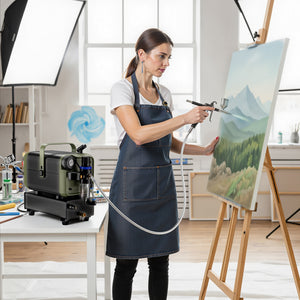 Compressore aerografo HS-679F 1/6 CV, dispositivo ad aria compressa 28 l/min, compressore per pistola aerografo con supporto e manometro, per decorazioni con aerografia