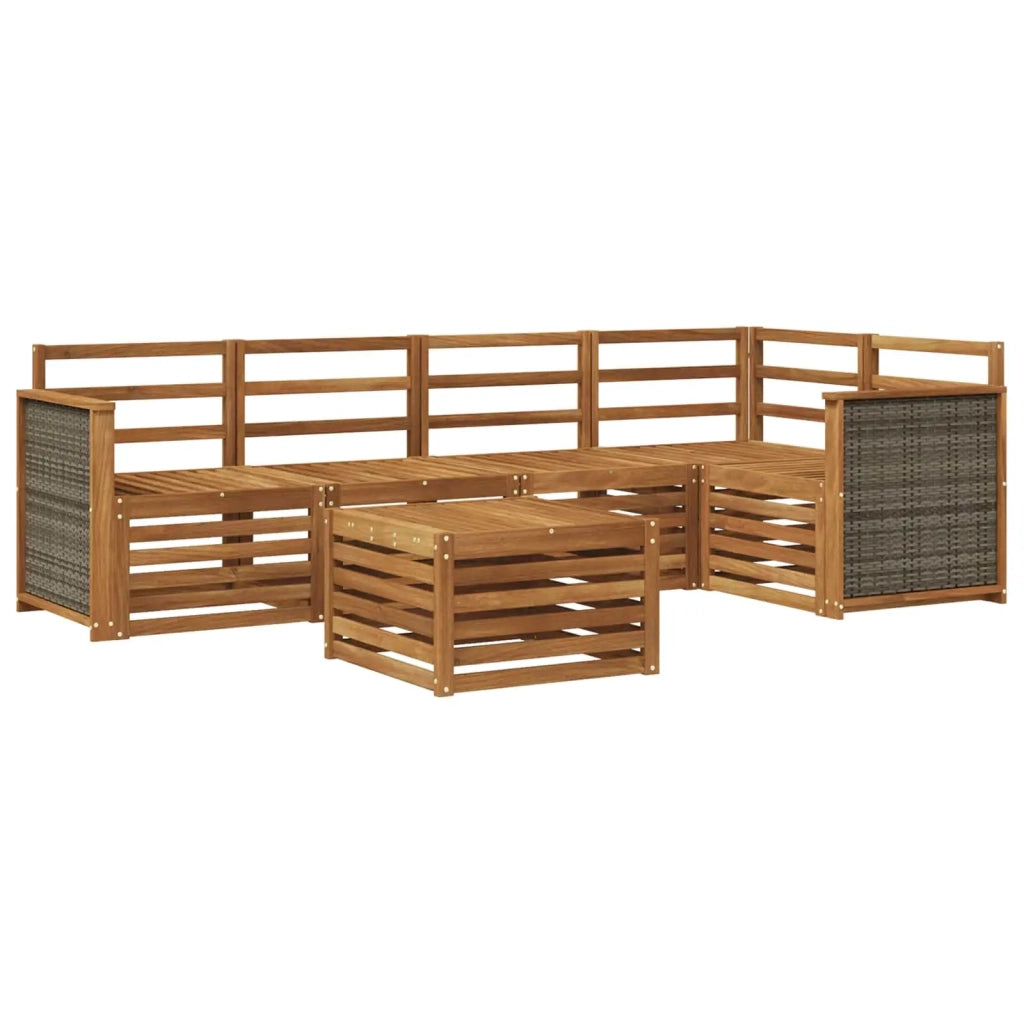 Set divano sezionale 5 pcs Naturale Legno di Acacia Massello