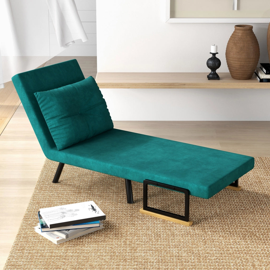 Poltrona letto 1 posto regolabile ¨C zephmum ¨C 63x73x81 cm verde tessuto velluto