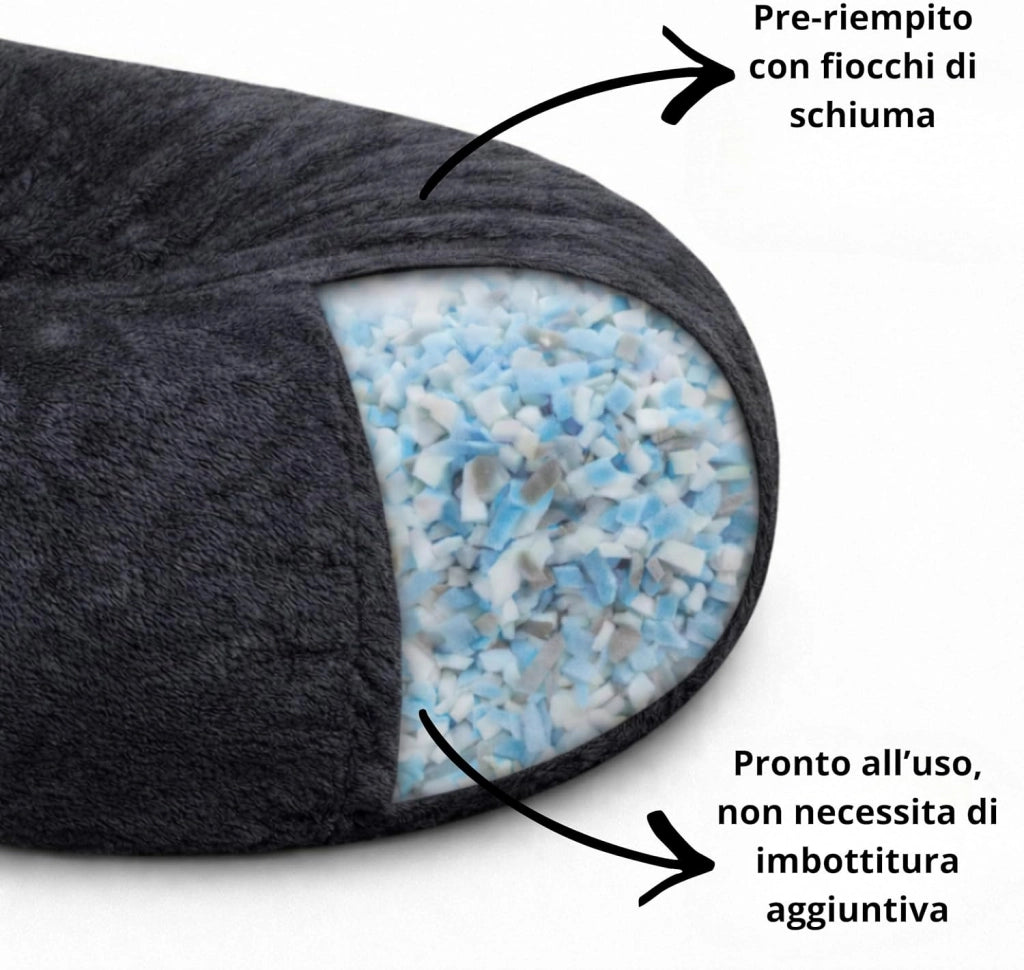 Pouf Poltrona - 160 x 90 x 60 cm - Morbido e Comodo - Housse Rimovibile e Lavabile - Pouf Letto, Pouf Sacco, Poltrona Sacco, Bean Bag - Qualità Premium, Eco-Responsabile (Grigio Scuro)
