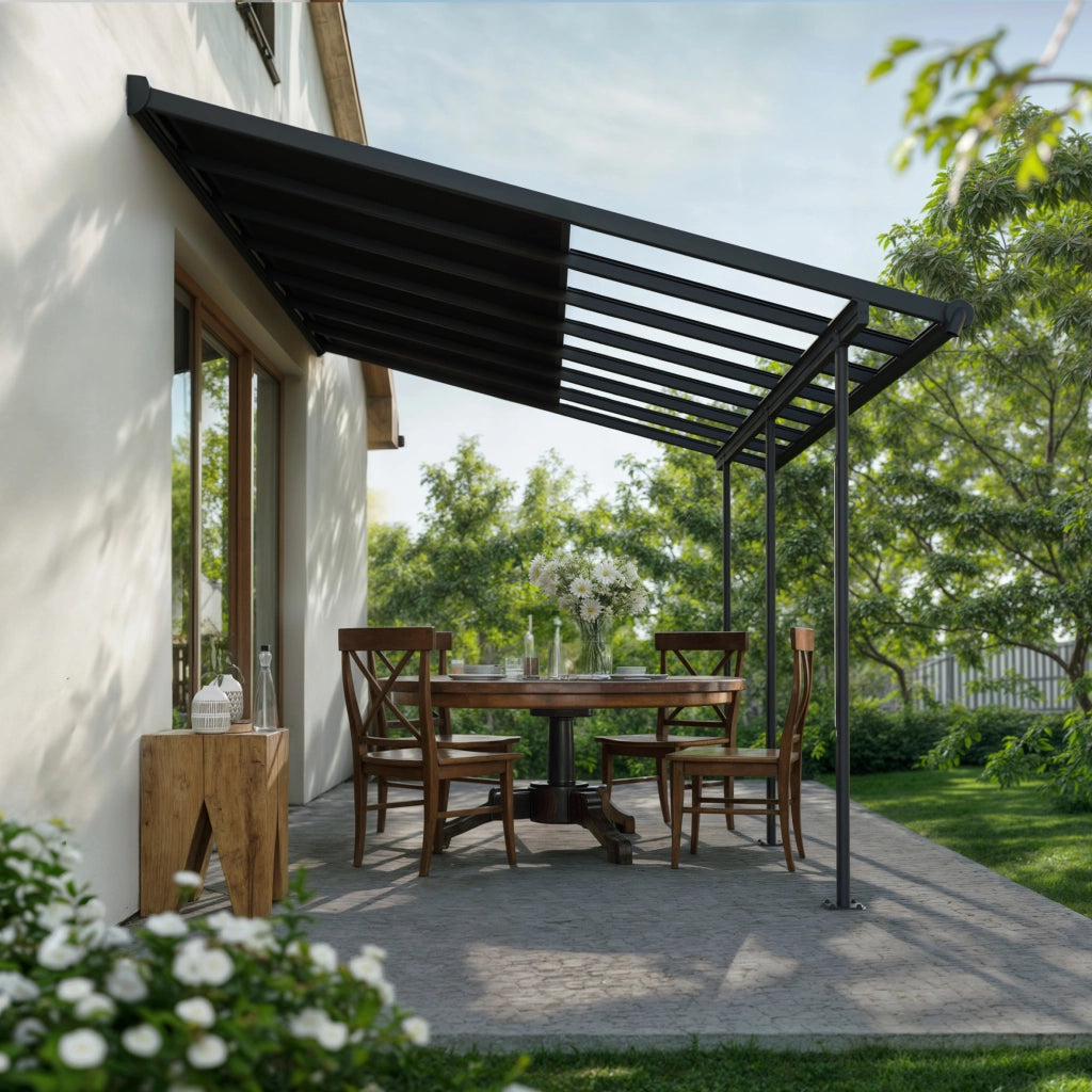Canopia Sierra Cabrio Pergola Addossata in Alluminio 3X4.3 m Struttura grigia / Pannelli grigio opaco
