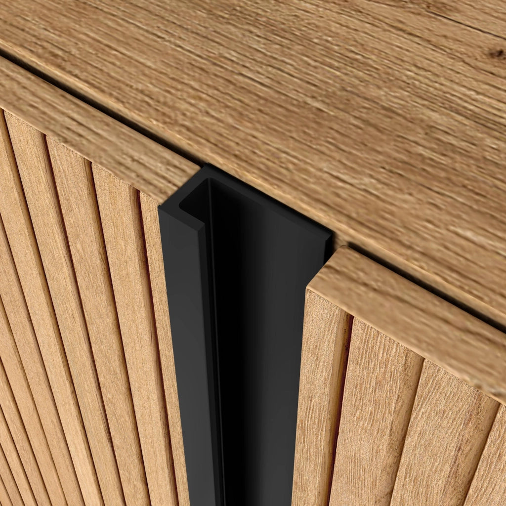Mobile TV Soggiorno, 315x50x35 cm, Per TV fino a 80", Camino elettrico XXL, Rovere e nero