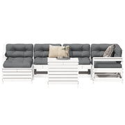Set Divani da Giardino 7 pz Bianco in Legno Massello di Pino 3250985