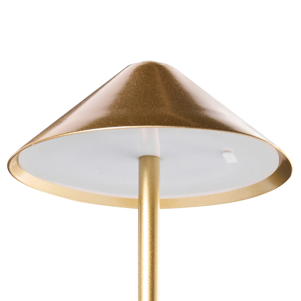 Lampada da tavolo wireless in metallo oro per interni ed esterni con porta USB C ricaricabile