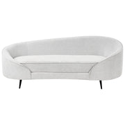 Divano in tessuto bianco sporco Glamour curvo in stile retrò a 2 posti con gambe metalliche nere