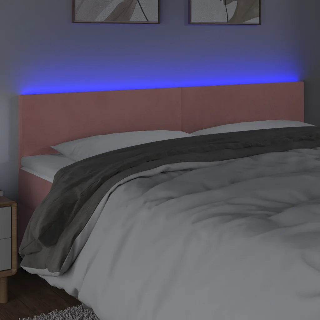 Testiera a LED Rosa 160x5x78/88 cm in Velluto