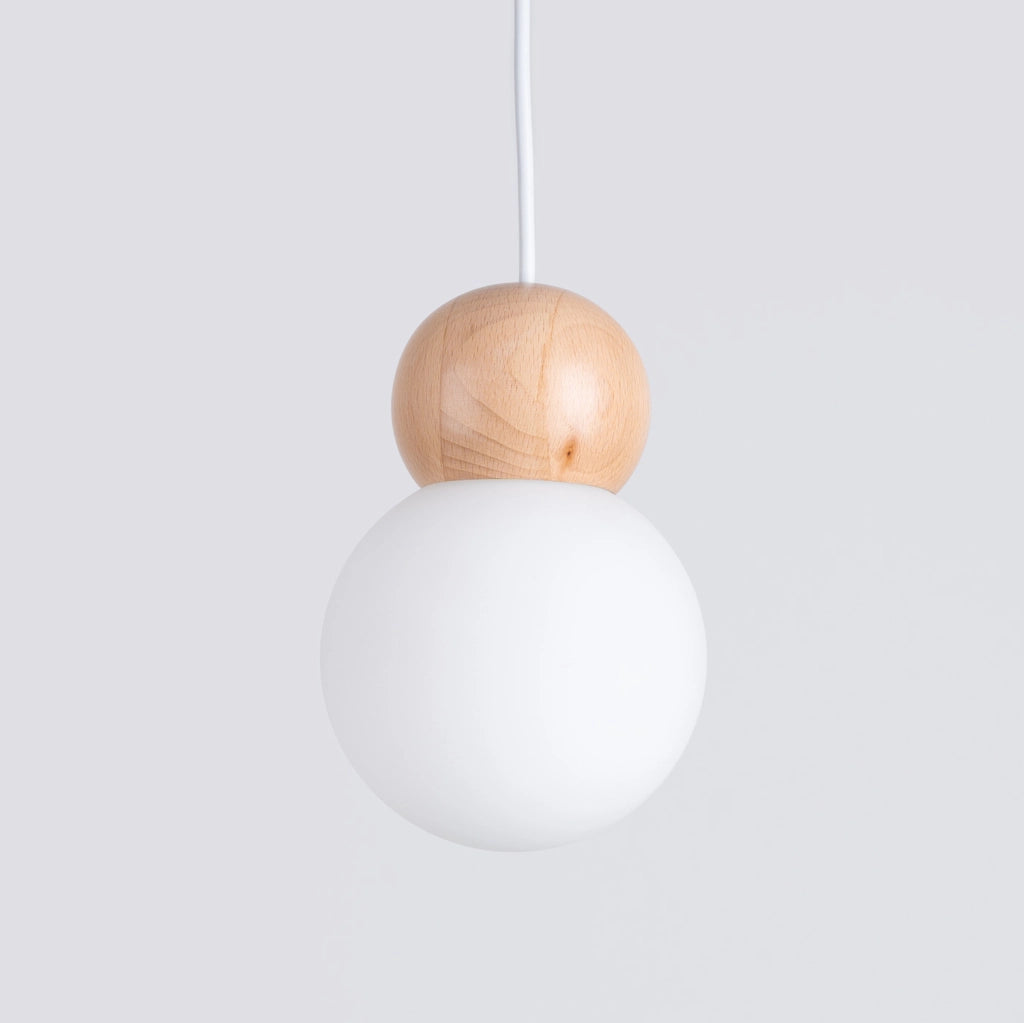 Lampada sospensione Kalevi vetro bianco legno G9 Pure Lume