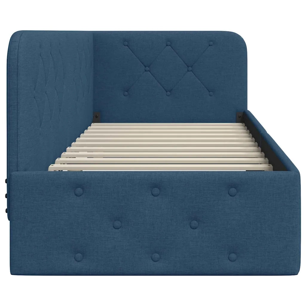 Letto singolo | Letto per adulti | Cornice del letto ad angolo Blu 80 x 200 cm Tessuto