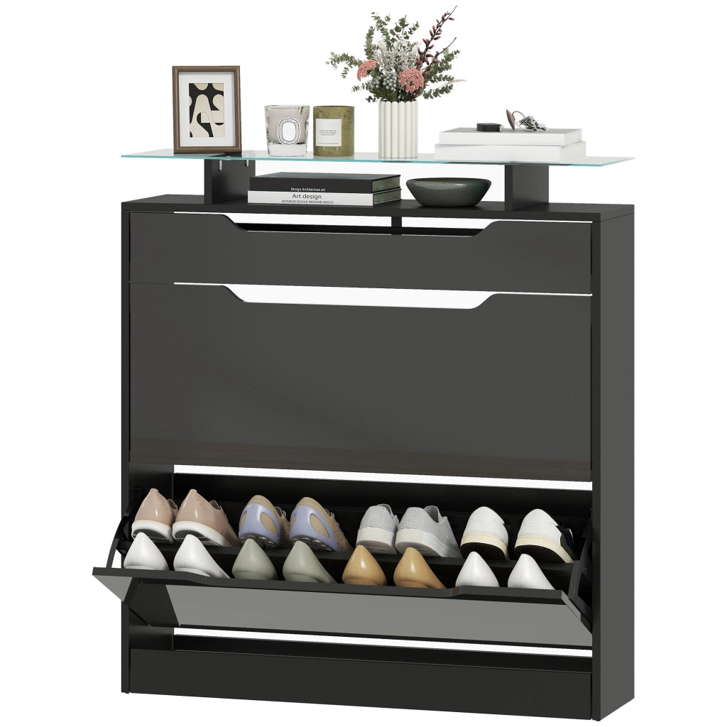 Armadio Scarpe con Cassetti e Ripiano ¨C zephmum ¨C Nero 89x23x96