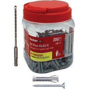 TASSELLO NYLON SX 6S PLUS VITE TSP PROPACK FISCHER - CF=PZ 200 + 1 PUNTA SDS PLUS MM 6- 1 confezioni