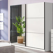 Armadio Camera da Letto Soncino, Guardaroba Grande Appendiabiti, 217x210h cm Bianco Opaco