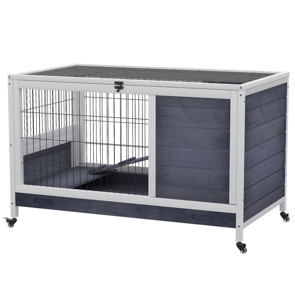 Gabbia per Conigli per Piccoli Animali Domestici ¨C Zephmum ¨C Grigio e Bianco 90x53x59 cm