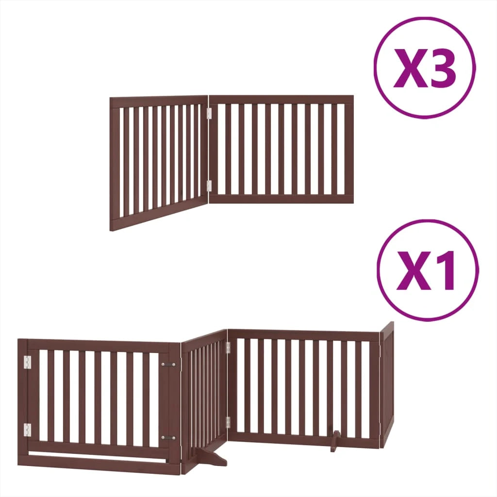 Cancelletto di sicurezza per animali domestici porta pieghevole 10 pannelli legno di pioppo marrone 02_0023111